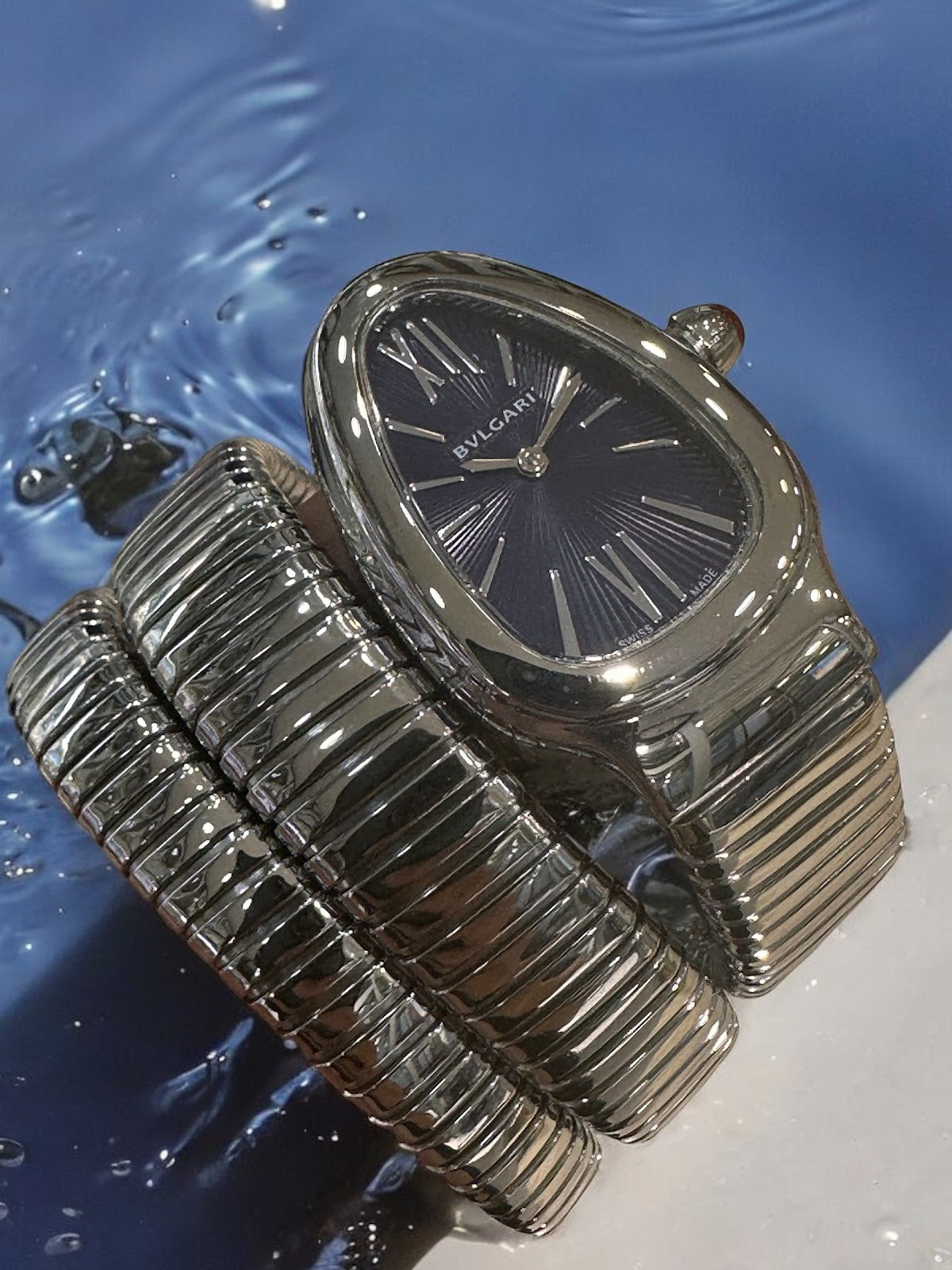 Bvlgari Serpenti Tubogas Steel Blue Dial