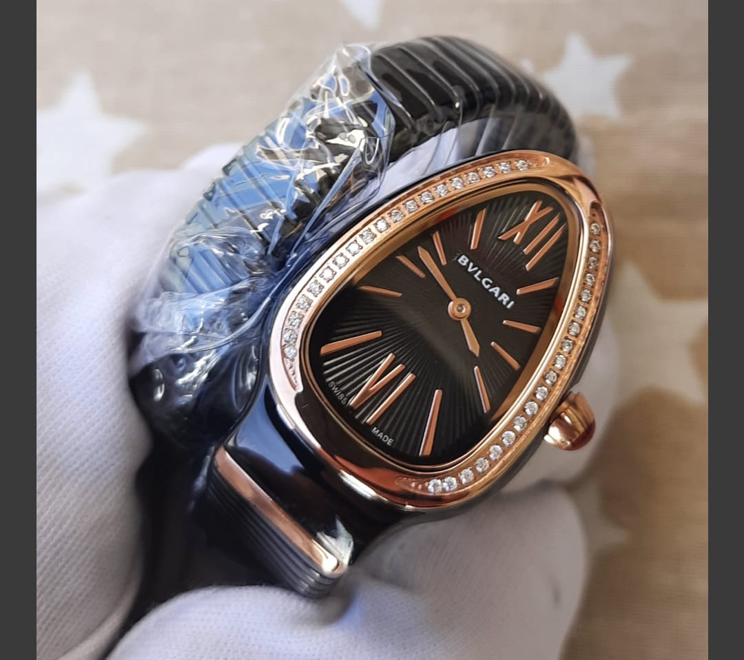 Bvlgari Serpenti Tubogas Two Tone Diamond Black Dial