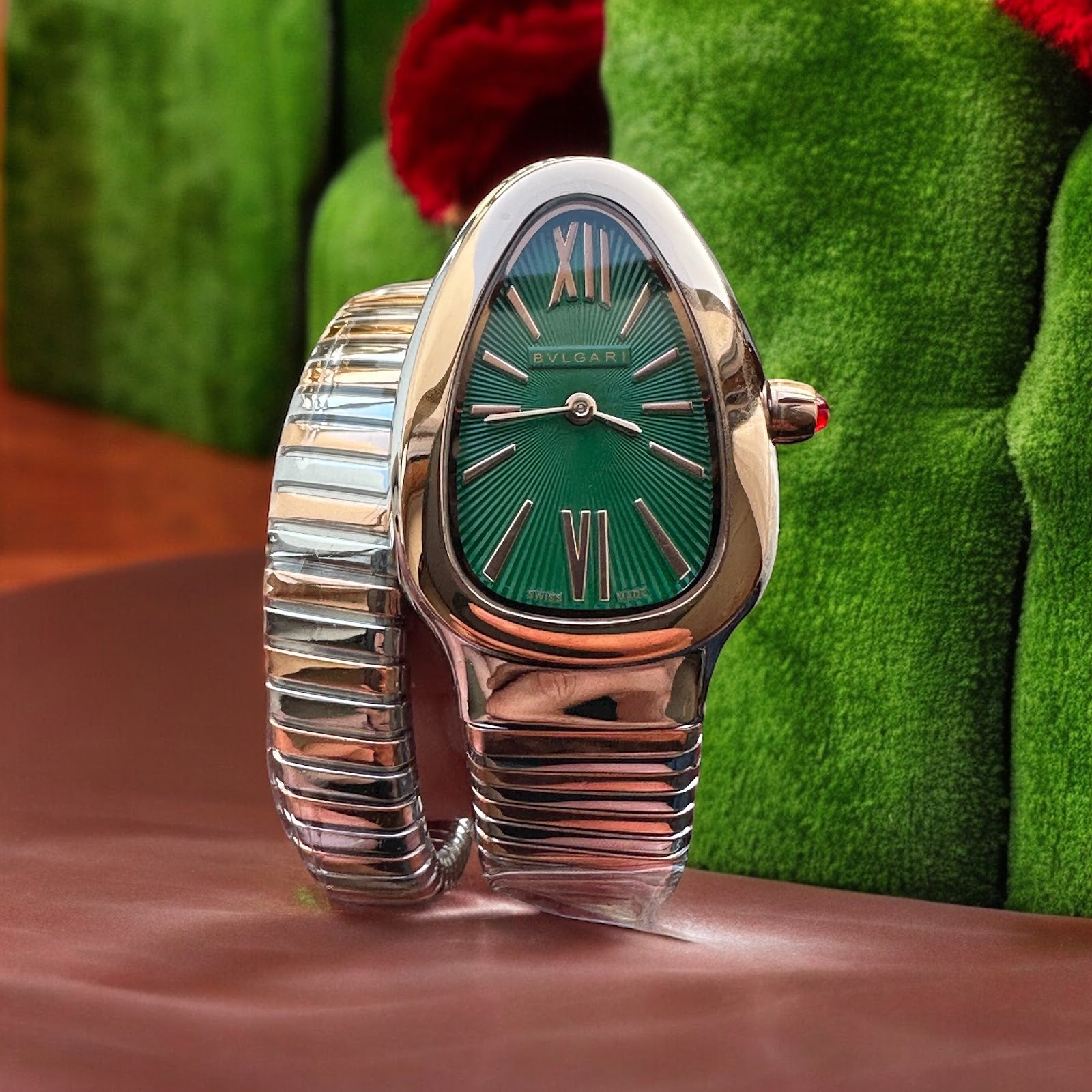Bvlgari Serpenti Tubogas Steel Gold Green Dial