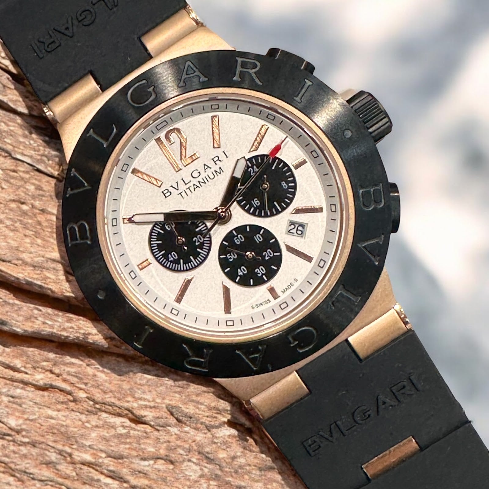 Bulgari Diagono Titanium Gold Black White Dial
