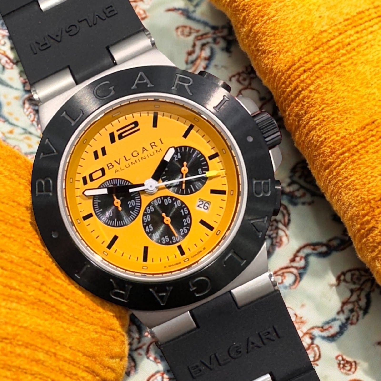 Bulgari Diagono Titanium Black Yellow Dial